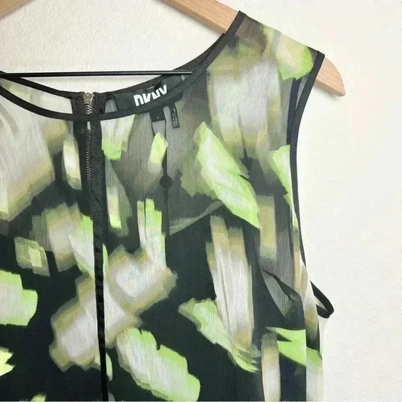 DKNY | NWT Womens Abstract Print Midi Dress in Black Lazer Multi | Size Large - Picture 3 of 15